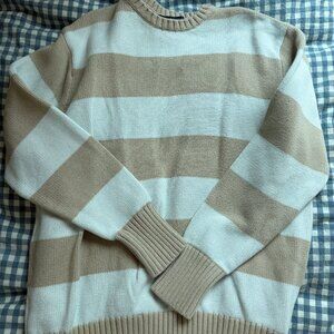 Brandy Melville Brianna Cotton thick striped sweater in beige and white